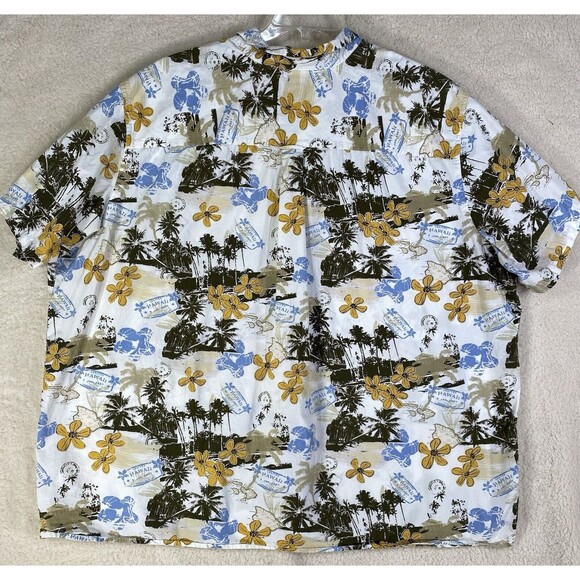 HB Harbor Bay Shirt Mens 4XL Tan Hawaiian Palm Short Sleeve Button Pocket Tropic - Picture 2 of 14